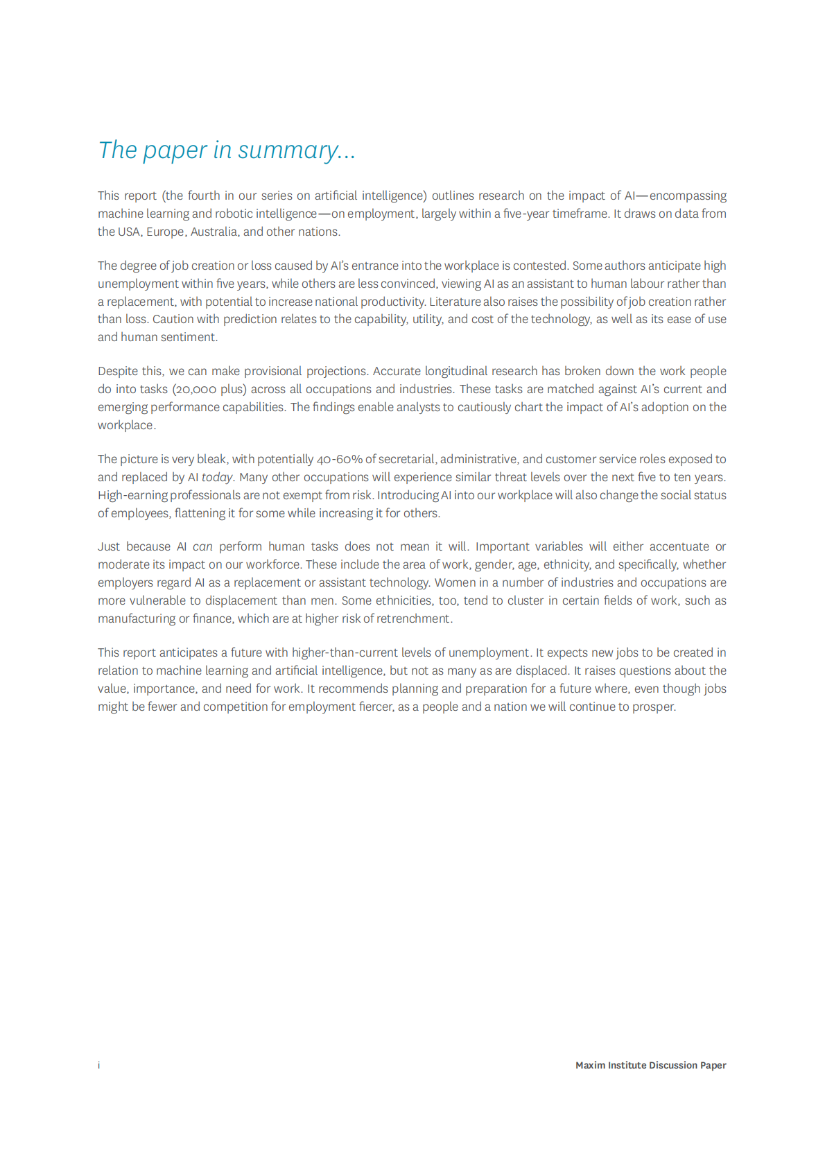 Maxim Institute：2025年不可逆的变革：人工智能与未来工作研究报告（英文版） 第4页