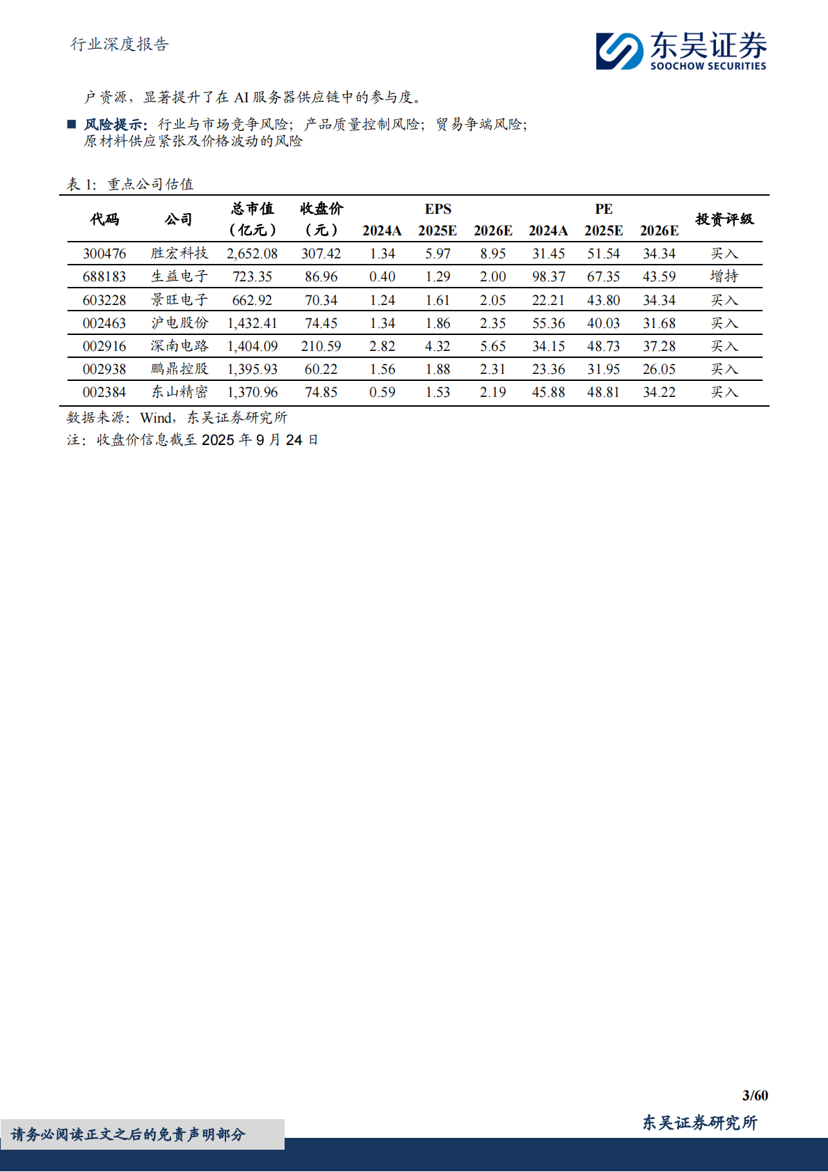东吴证券：电子行业深度报告：AI驱动PCB全面升级：材料、工艺与架构革新引领产业新周期 第3页