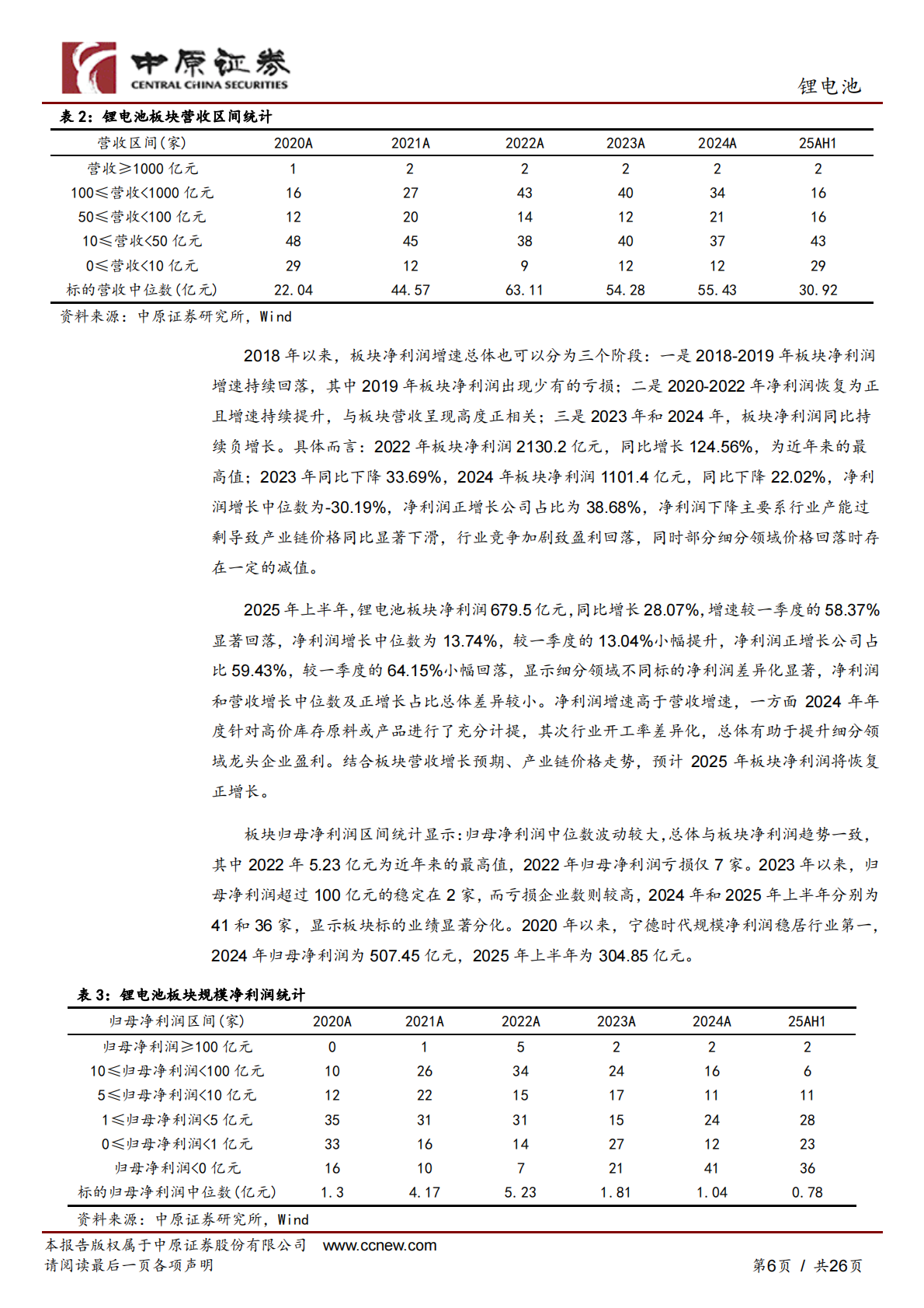中原证券：锂电池行业2025年中报总结及展望：净利润恢复增长，板块持续关注 第6页