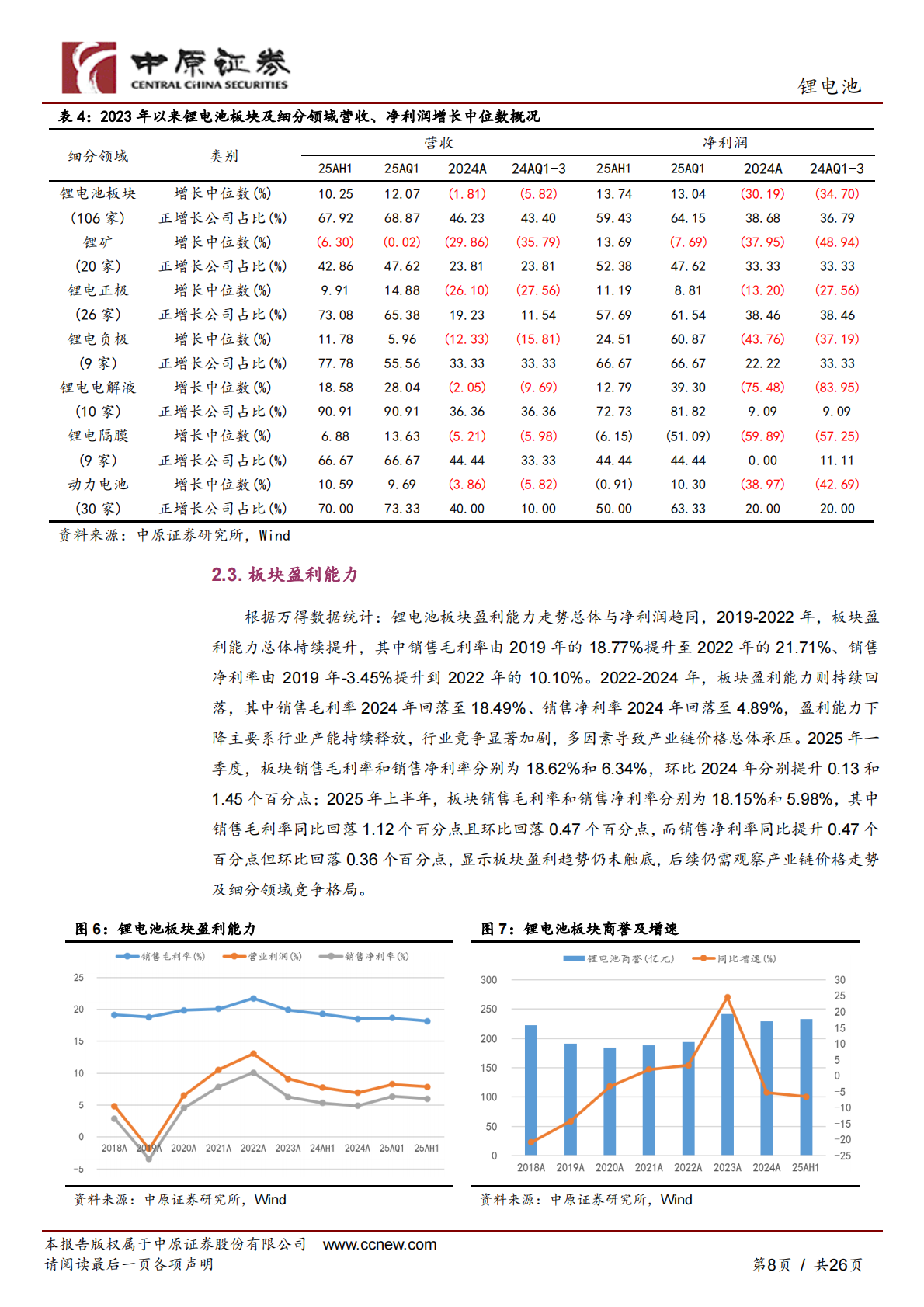 中原证券：锂电池行业2025年中报总结及展望：净利润恢复增长，板块持续关注 第8页