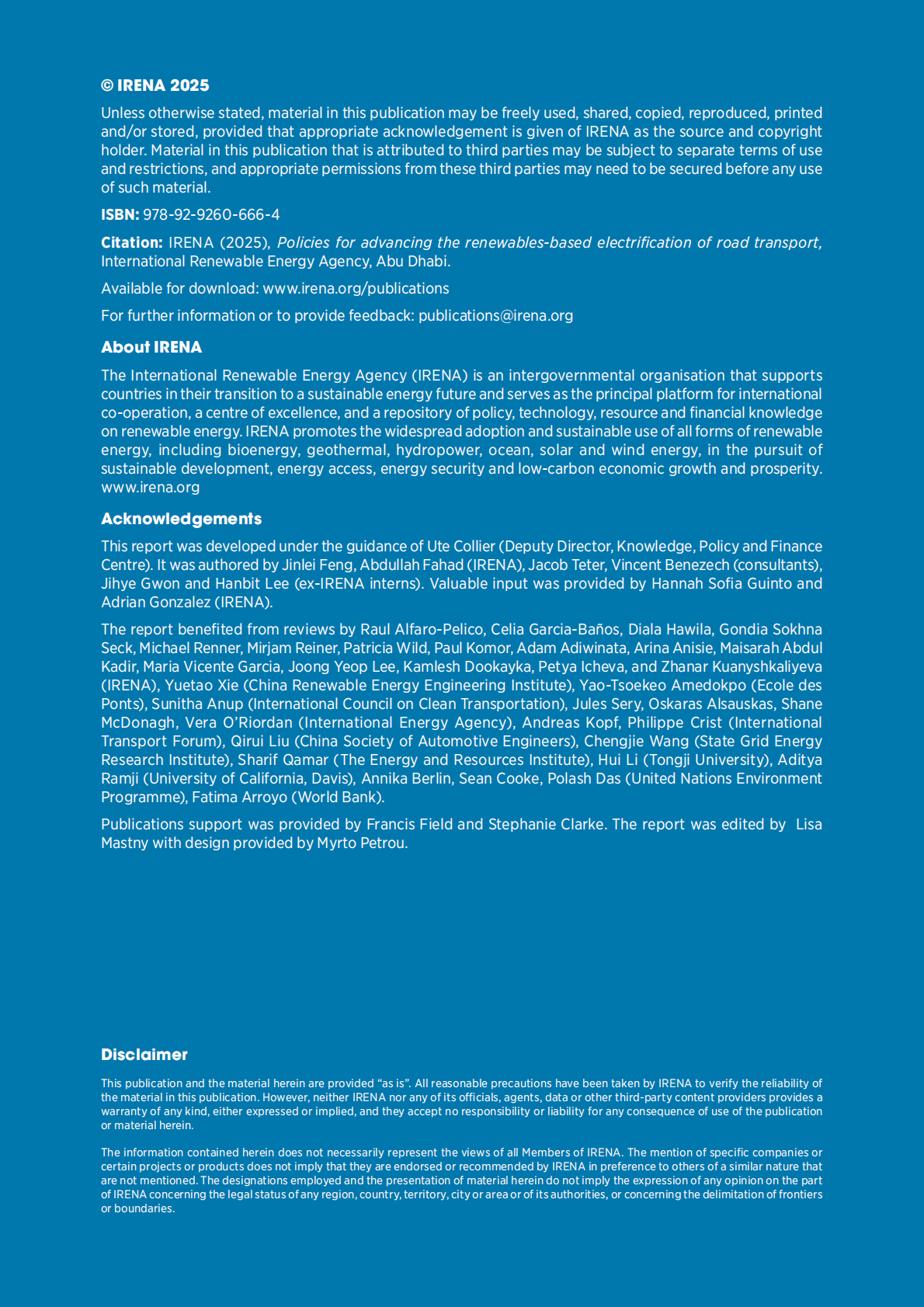 IRENA国际可再生能源机构：2025年推动基于可再生能源的公路运输电气化的政策报告（英文版） 第2页