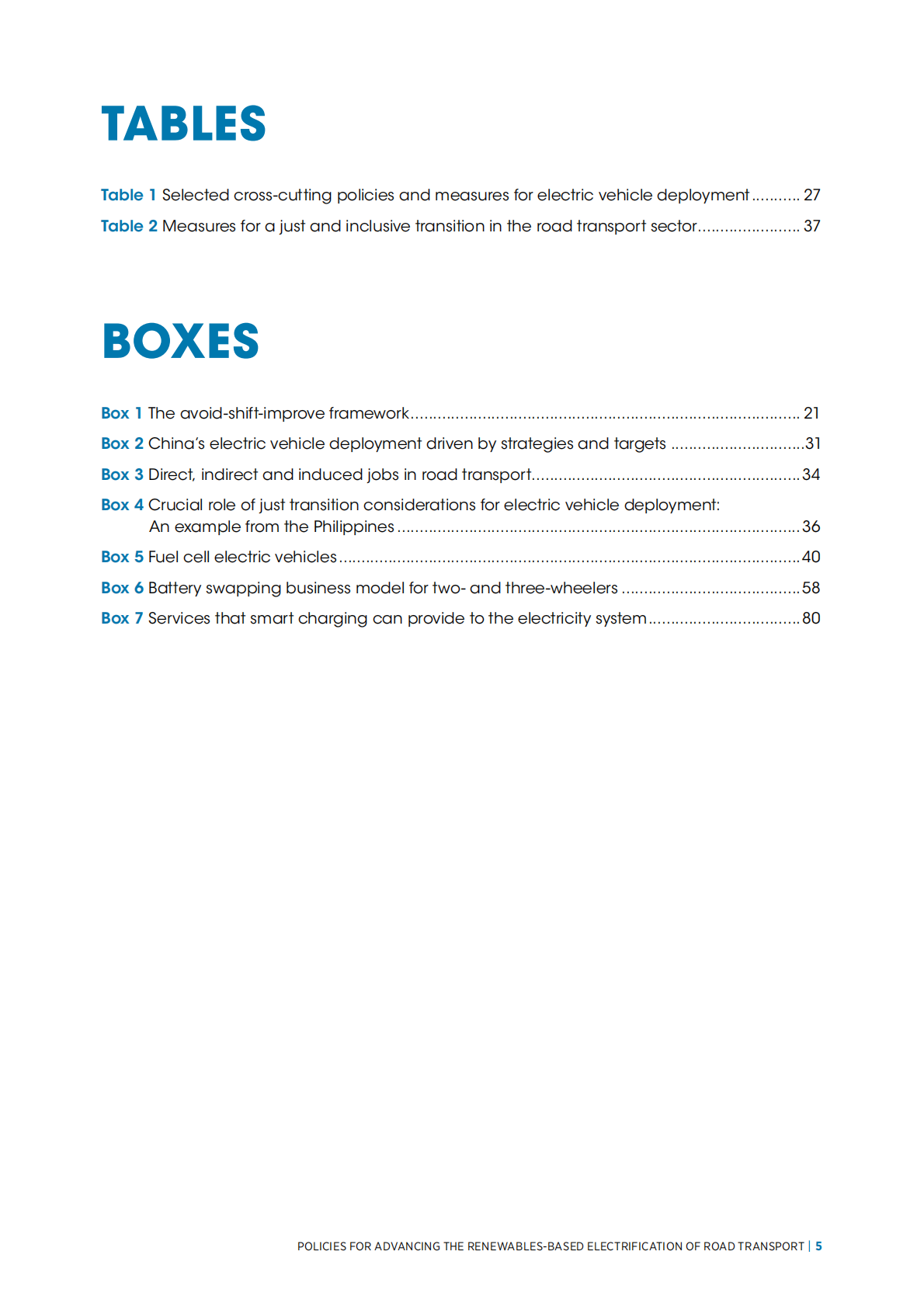 IRENA国际可再生能源机构：2025年推动基于可再生能源的公路运输电气化的政策报告（英文版） 第5页