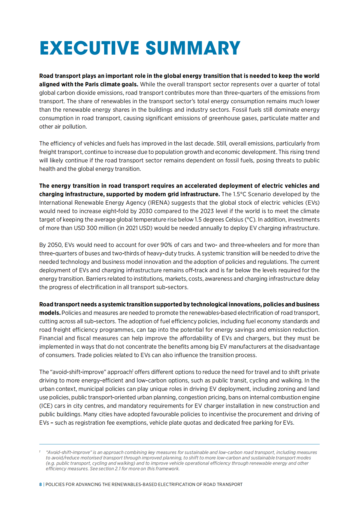IRENA国际可再生能源机构：2025年推动基于可再生能源的公路运输电气化的政策报告（英文版） 第8页