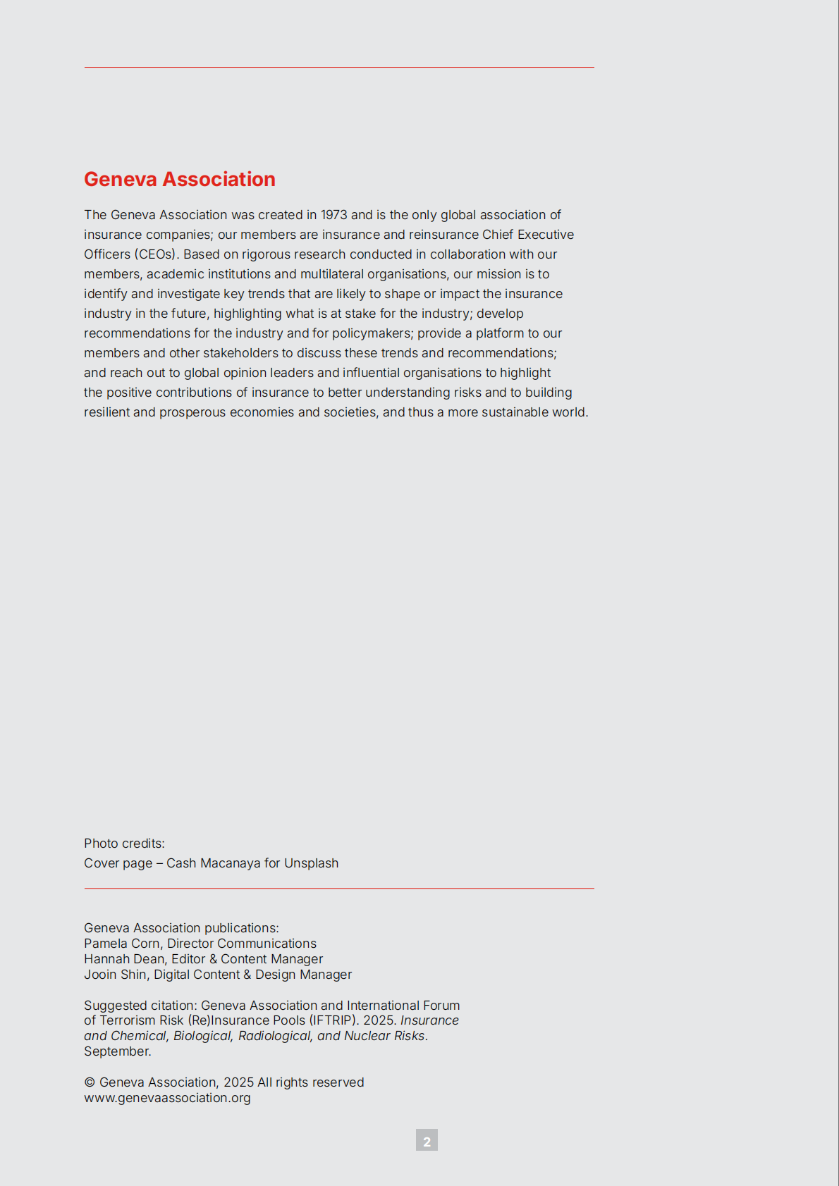 日内瓦协会：2025年保险和化学、生物、放射和核风险报告（英文版） 第4页