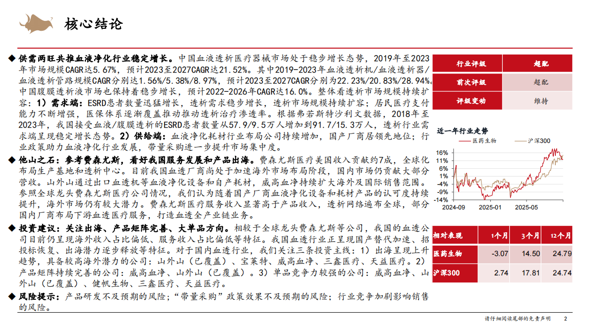 医药生物-血液透析行业报告：国产替代正当时，看好大单品、多元化和出海方向-西部证券 第2页