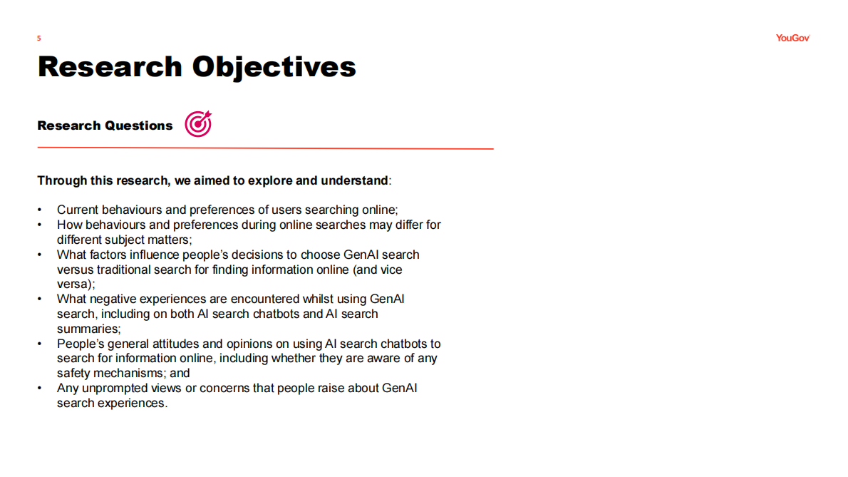 英国通信管理局YouGov：2025年生成式AI搜索用户体验定性研究报告（英文版） 第5页