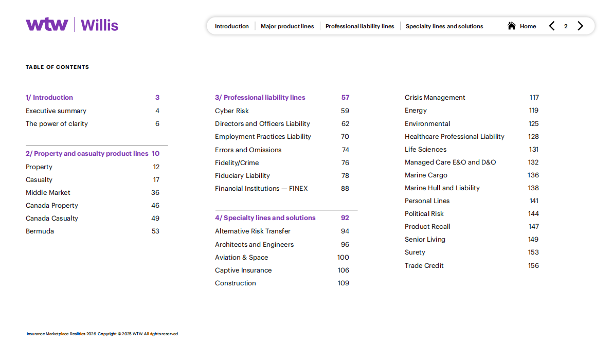 韦莱韬悦（WTW）：2026年保险市场全景分析报告（英文版） 第2页