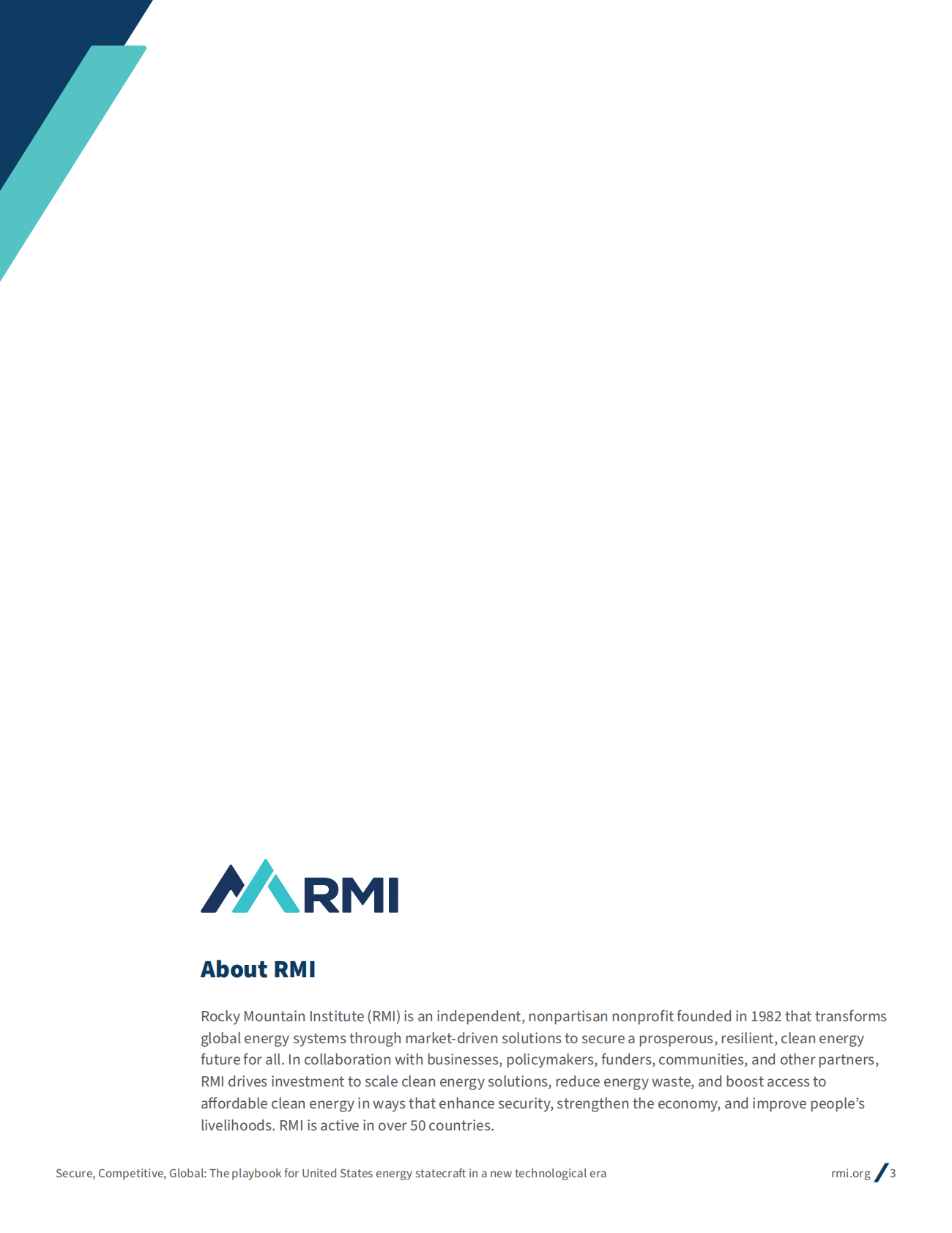 RMI落基山研究所：2025年安全、竞争力与全球视野：新科技时代美国能源战略方略报告（英文版） 第3页