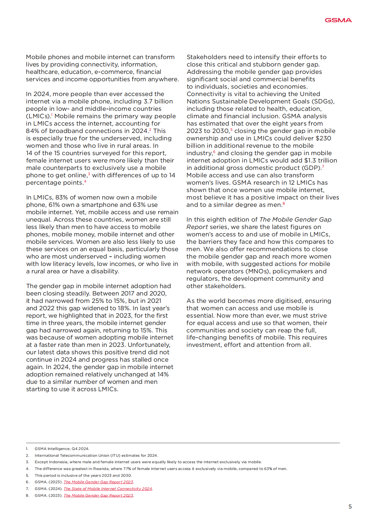 GSMA：2025年移动性别差距报告（英文） 第5页