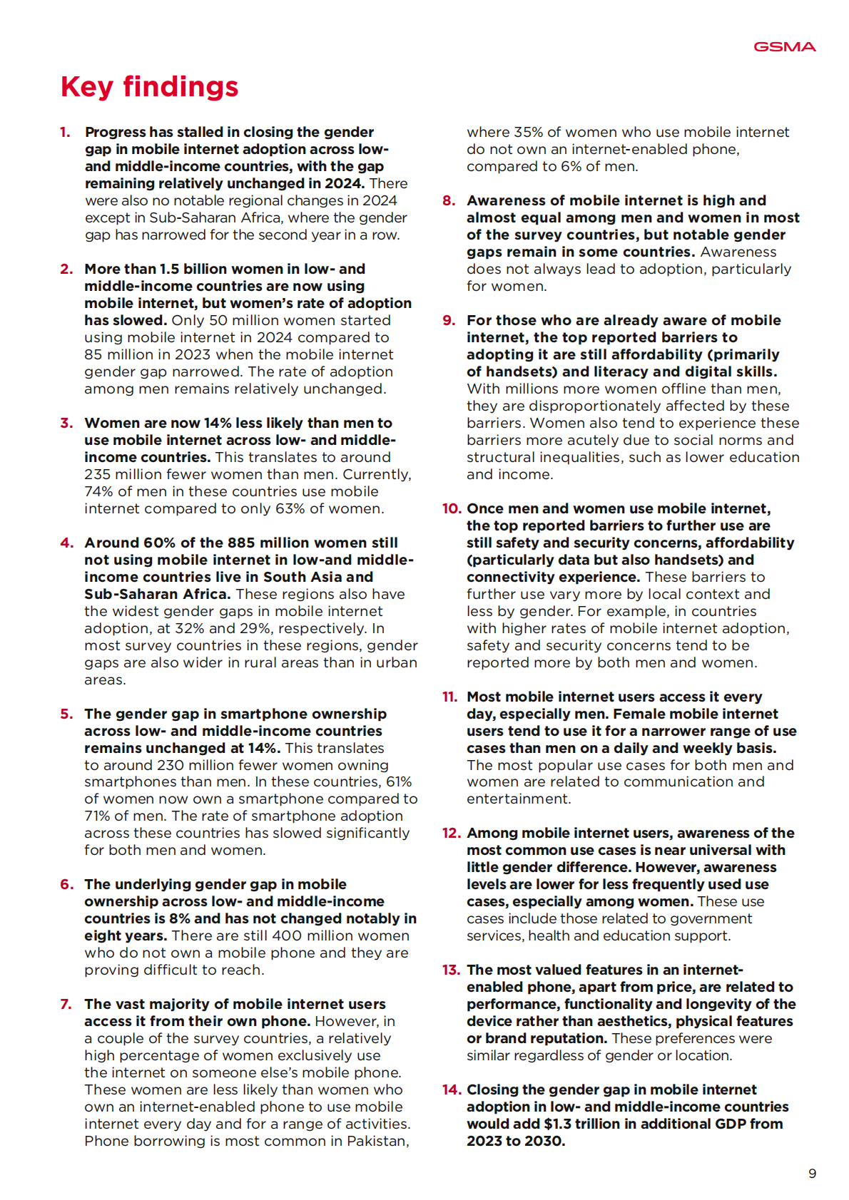 GSMA：2025年移动性别差距报告（英文） 第8页