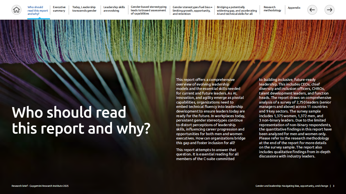 凯捷Capgemini：2025年性别与领导力：驾驭偏见、机遇和变革报告-技术技能和包容性正在塑造领导力的未来（英文版） 第3页