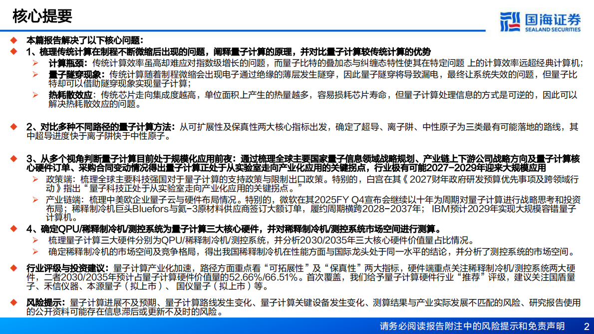 国海证券：量子计算硬件深度报告：行业奇点将至，硬件破局当时 第2页