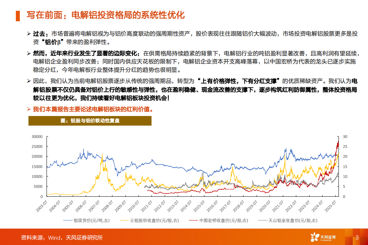 天风证券：工业金属行业专题研究：电解铝：弹性与红利的完美融合&mdash;&mdash;价值重估进行时 第3页