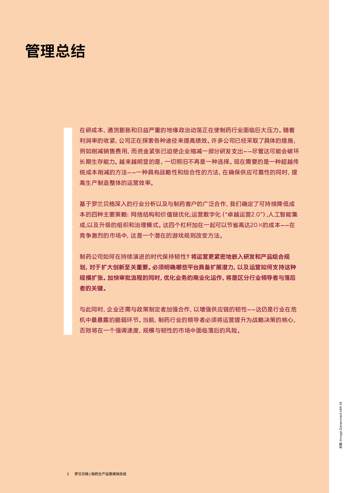罗兰贝格：制药领域焦点关注&mdash;&mdash; 持续运营改进 第2页