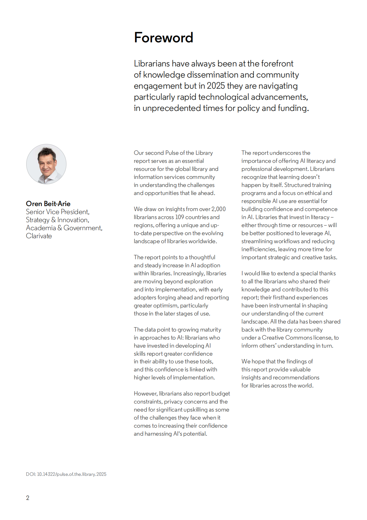 科睿唯安：2025年图书馆的发展脉搏研究报告（英文版） 第2页