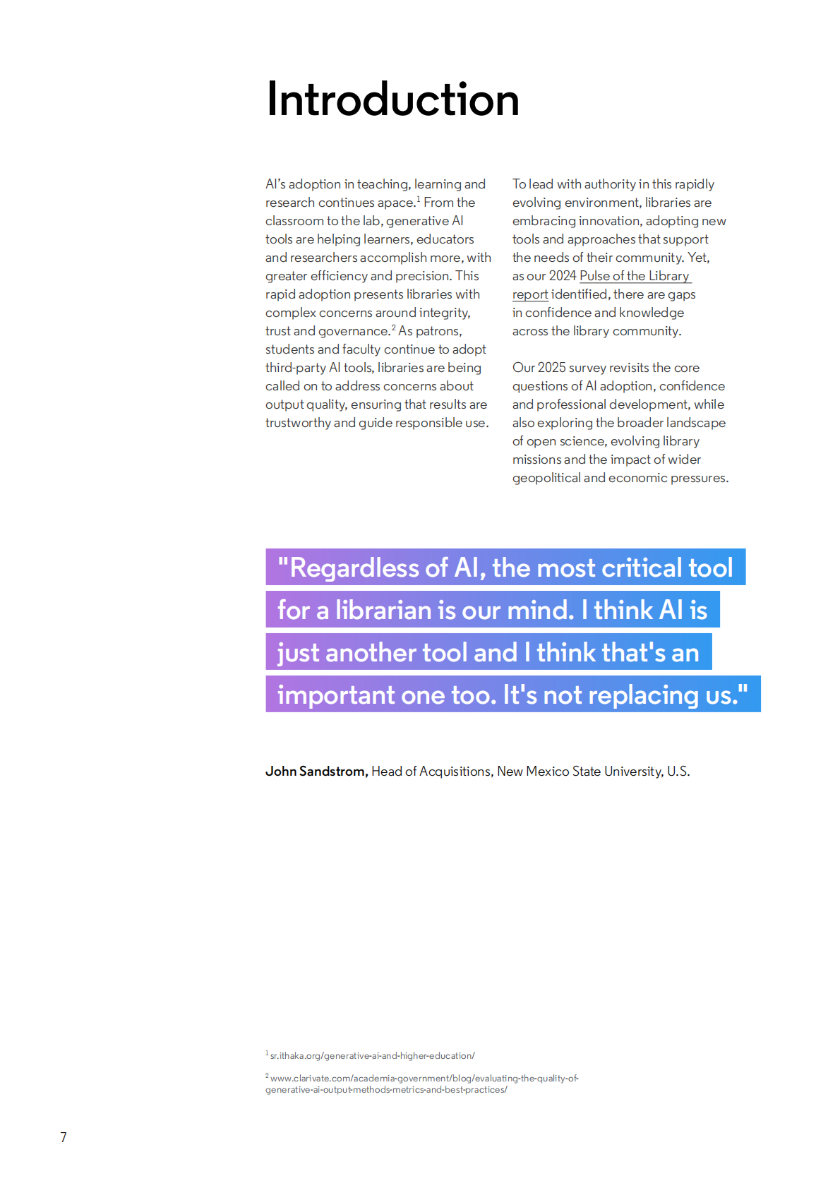 科睿唯安：2025年图书馆的发展脉搏研究报告（英文版） 第7页