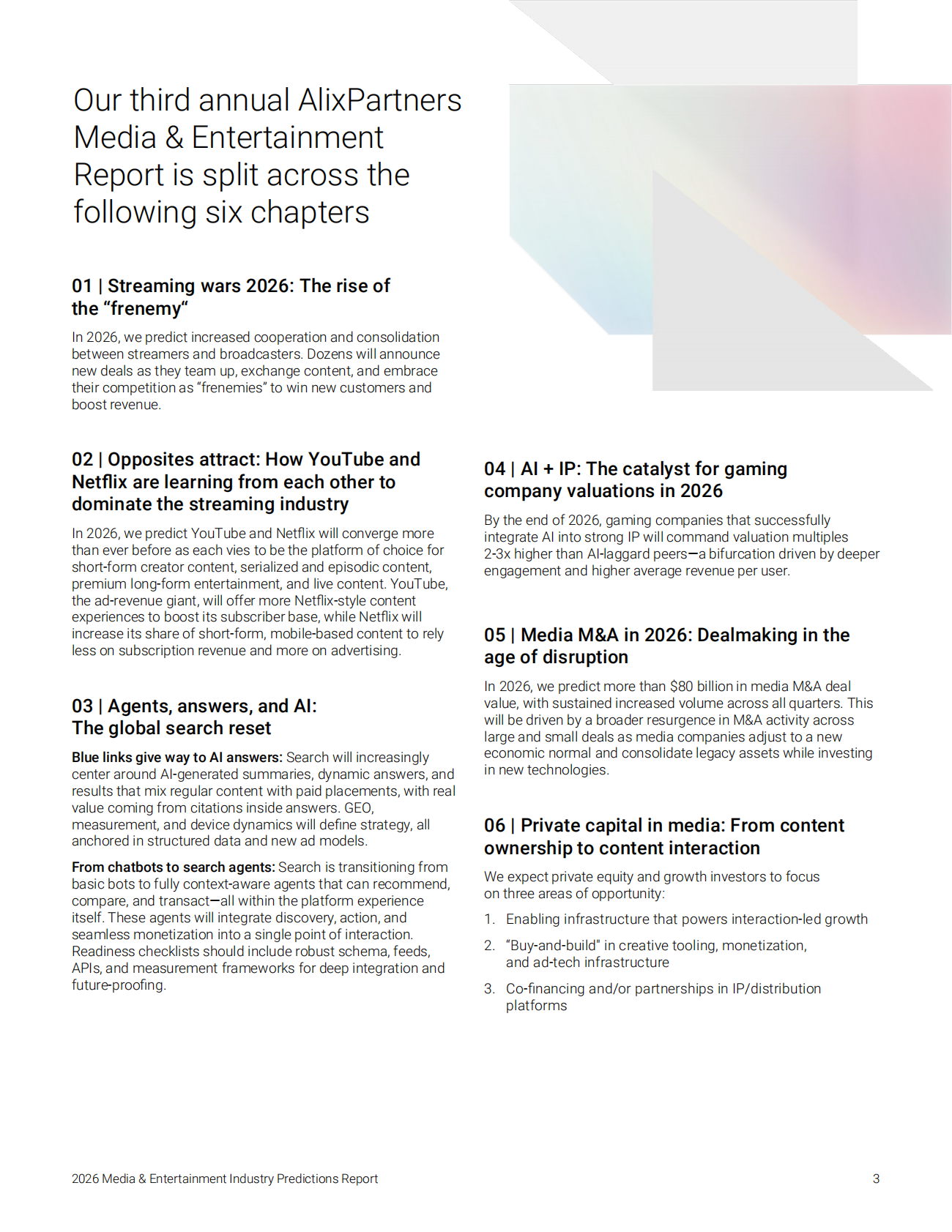 艾睿铂（AlixPartners）：2026年媒体与娱乐行业预测报告（英文版） | 先导研报