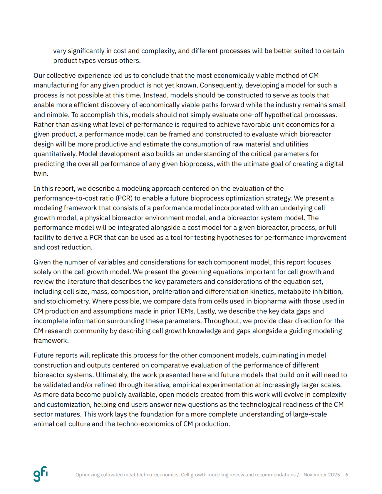 Good Food Institute：2025年优化培养肉技术经济学：细胞生长建模综述与建议报告（英文版） 第6页