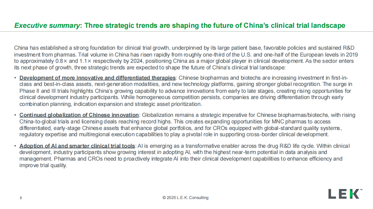 艾意凯咨询&研发客：2025年创新前行全球共进：中国临床试验发展的新篇章研究报告（英文版） 第3页