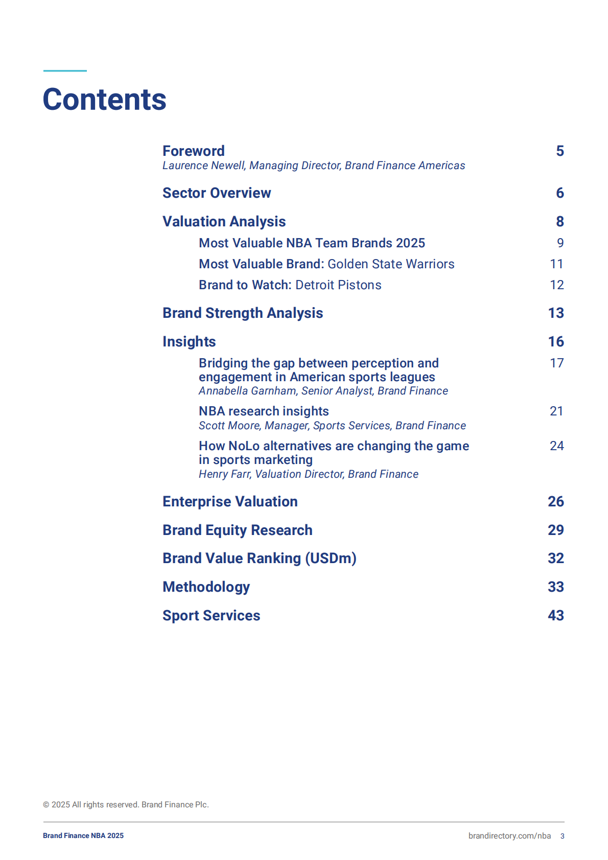 Brand finance：2025年NBA品牌排行榜（英文） 第3页