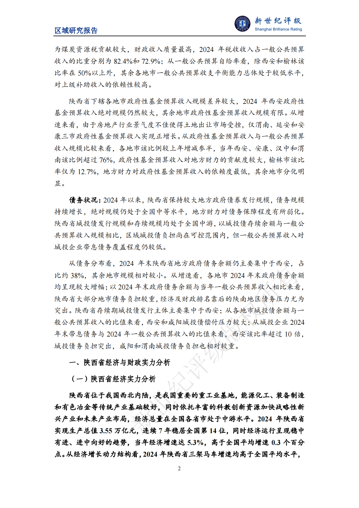 新世纪评级：陕西省及下辖各市经济财政实力与债务研究（2025） 第2页
