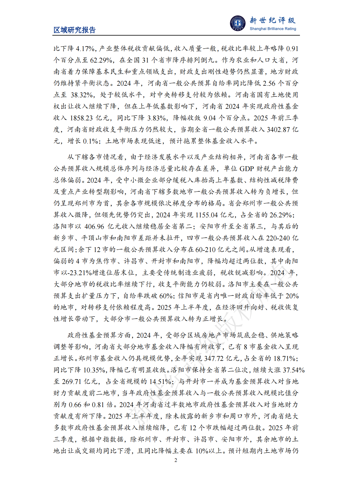 新世纪评级：河南省及下辖各市经济财政实力与债务研究（2025） 第2页