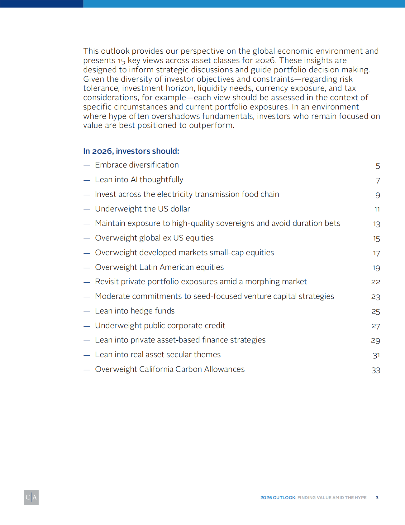 康桥汇世：2026年全球投资展望报告：喧嚣市场中的价值甄别（英文版） 第3页