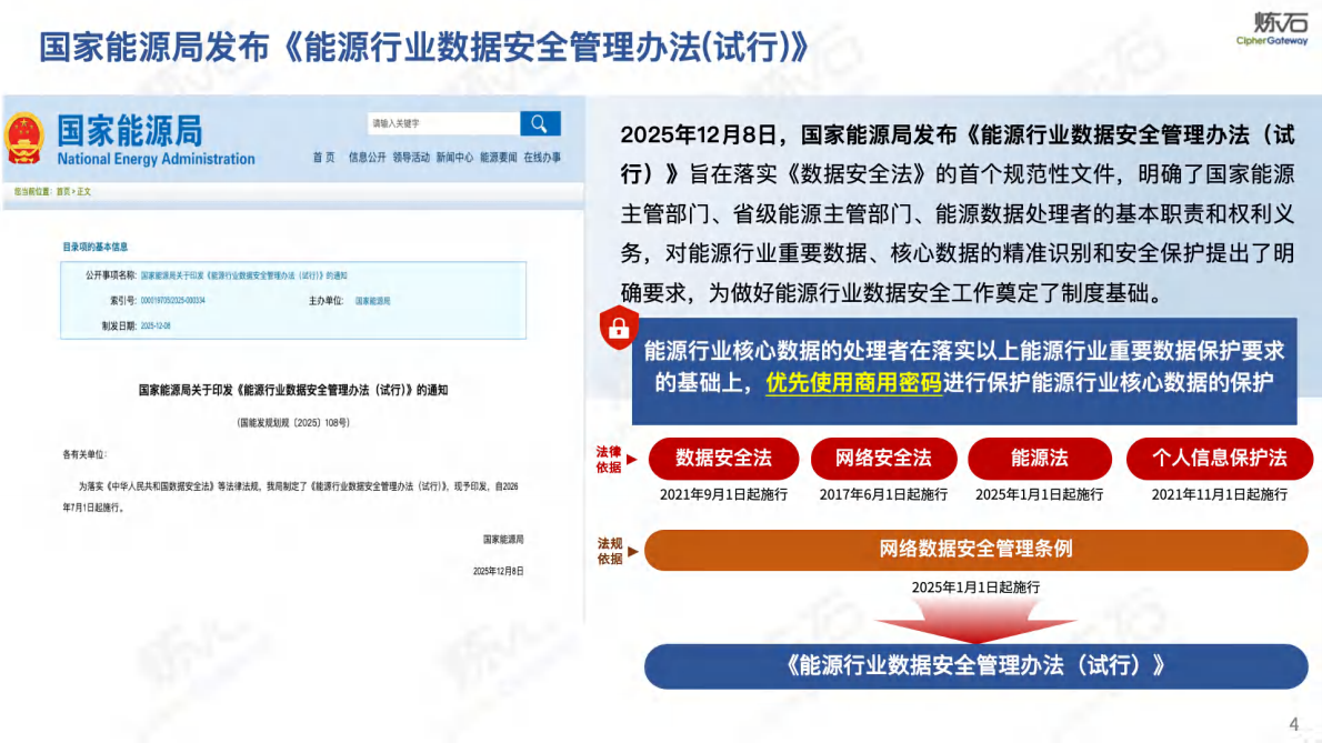 炼石网络：《能源行业数据安全管理办法（试行）V1.0.0 第4页