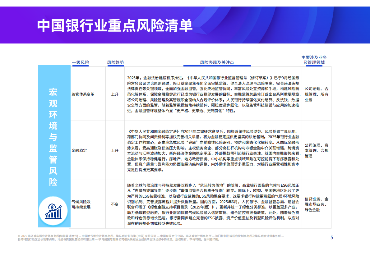 毕马威：2026年中国银行业风险雷达图 第5页