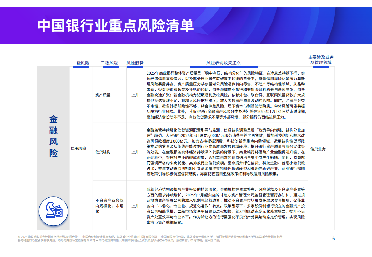 毕马威：2026年中国银行业风险雷达图 第6页