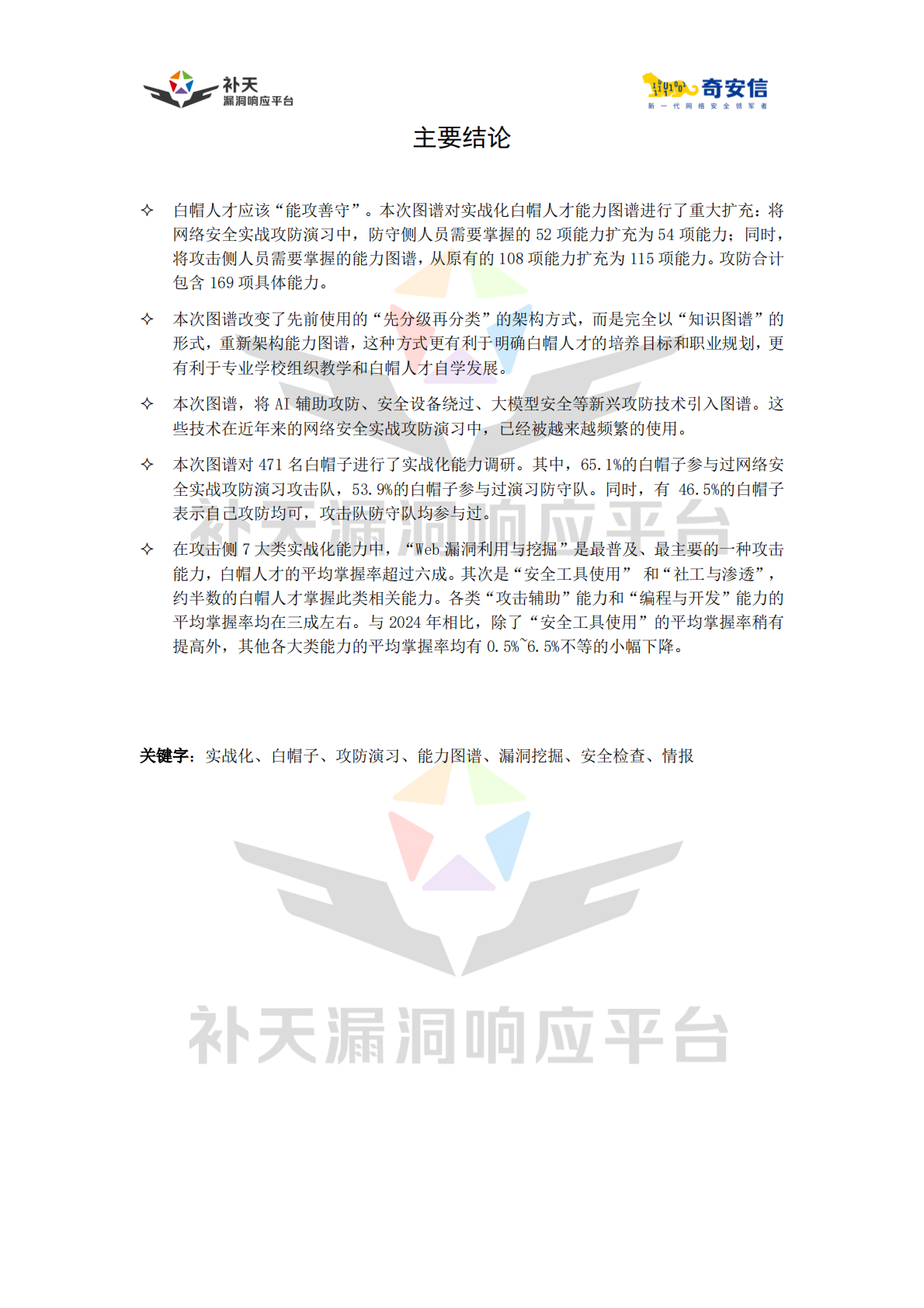 补天漏洞响应平台：中国实战化白帽人才能力图谱（2025） 第2页