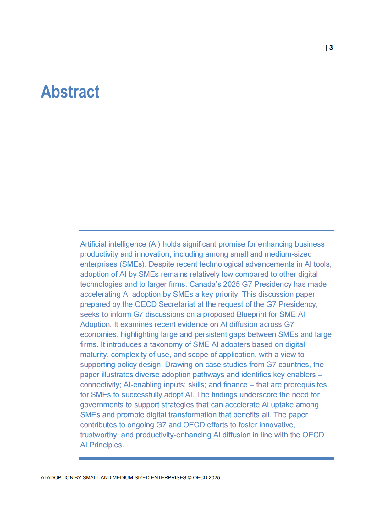 经合组织G7讨论文件（英文版）：2025年中小企业采用人工智能 第3页