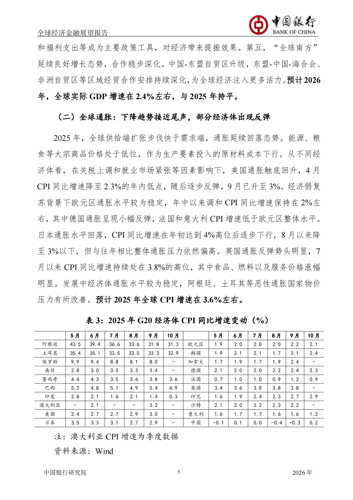 中国银行研究院：中国银行全球经济金融展望报告（2026年）：全球经济延续低增长态势，货币政策调整步伐出现转变 第7页