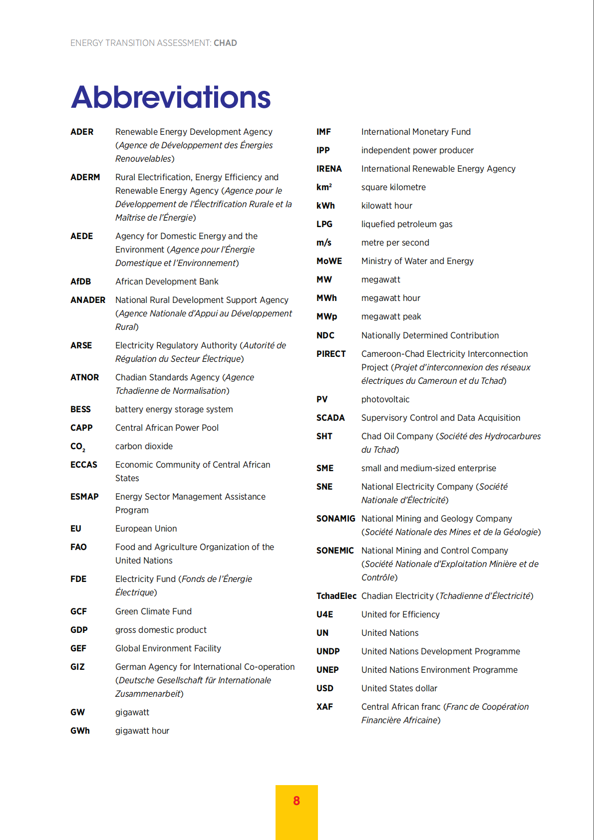 IRENA国际可再生能源机构：2026年乍得能源转型评估报告（英文版） 第8页