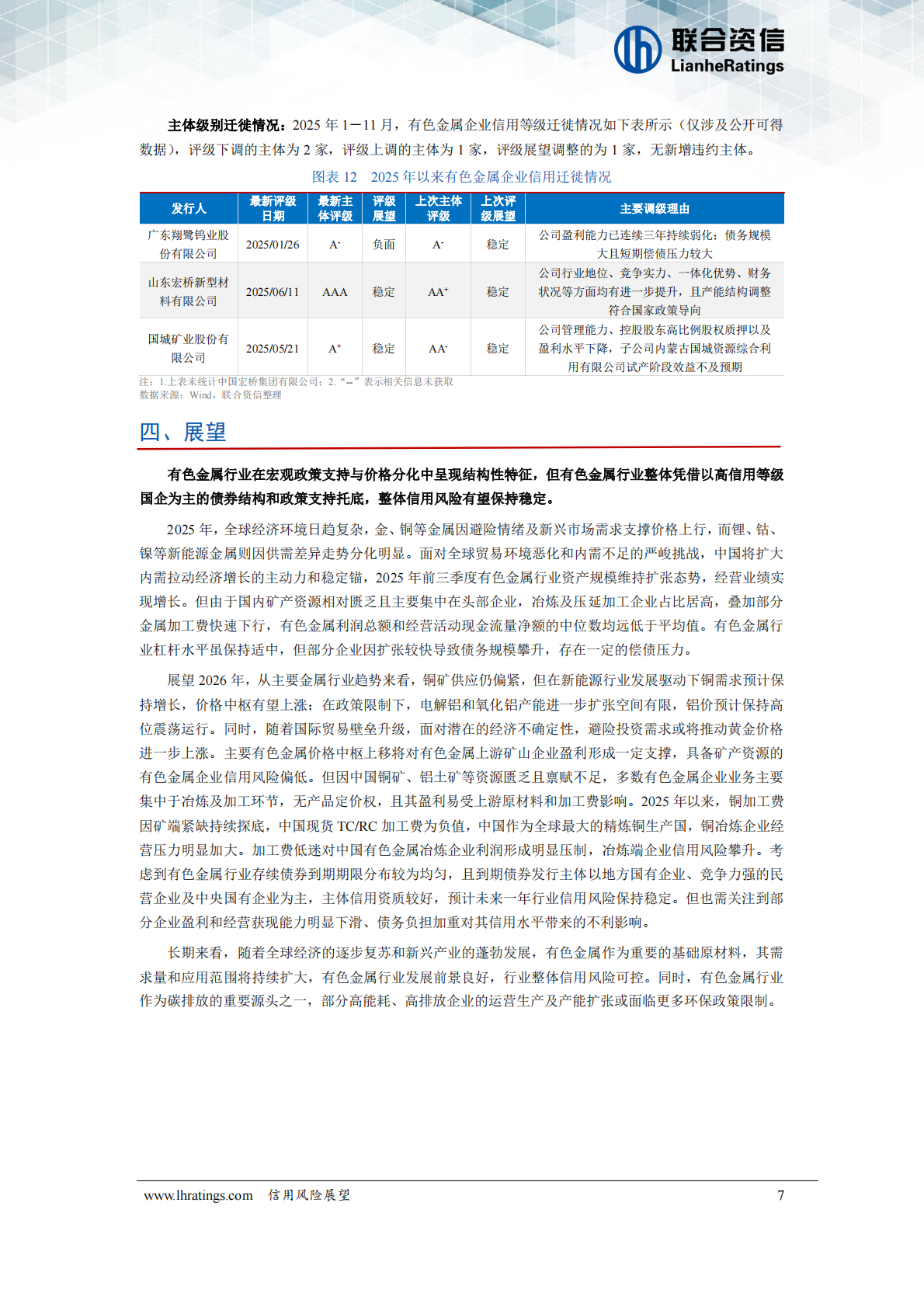 联合资信：有色金属行业2026年度信用风险展望 第8页