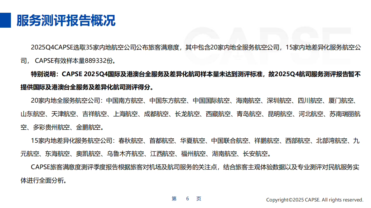 行业测评+_+【航司】2025年第四季度航司服务测评报告发布 第6页