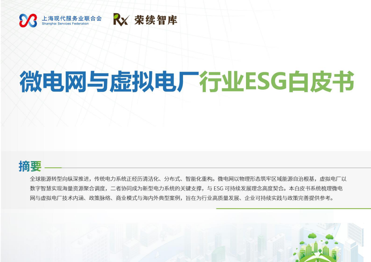 荣续智库：微电网与虚拟电厂行业ESG白皮书 第1页