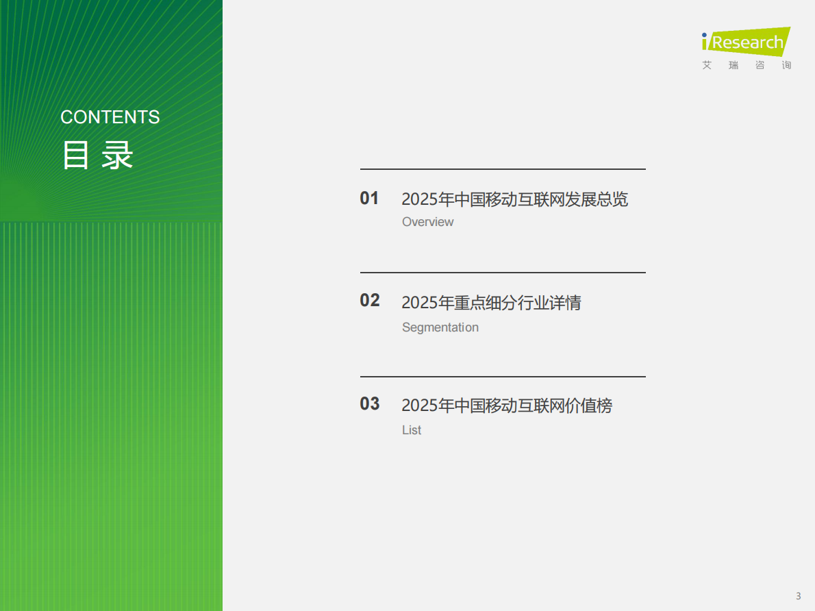 艾瑞咨询：2025年中国移动互联网流量报告 第3页