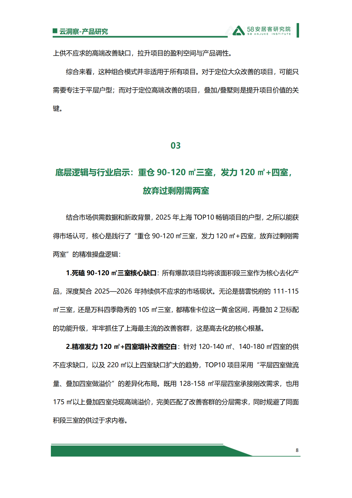 58安居客研究院：上海销售TOP10新房户型解析：爆款背后的供需与新政逻辑 第8页
