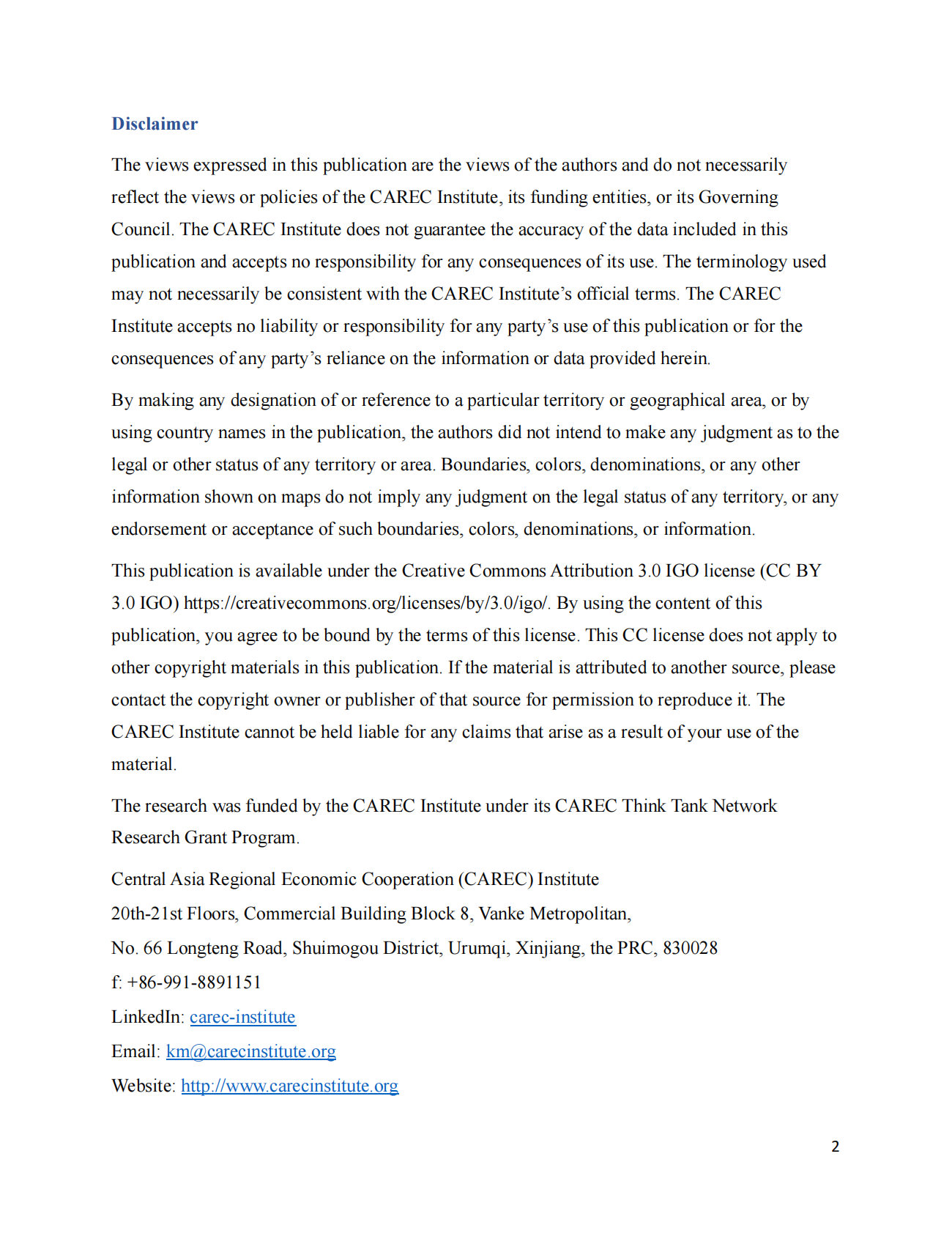 中亚学院：2026年关于CAREC地区绿色转型和环境标准合规的新报告（英文版） 第3页