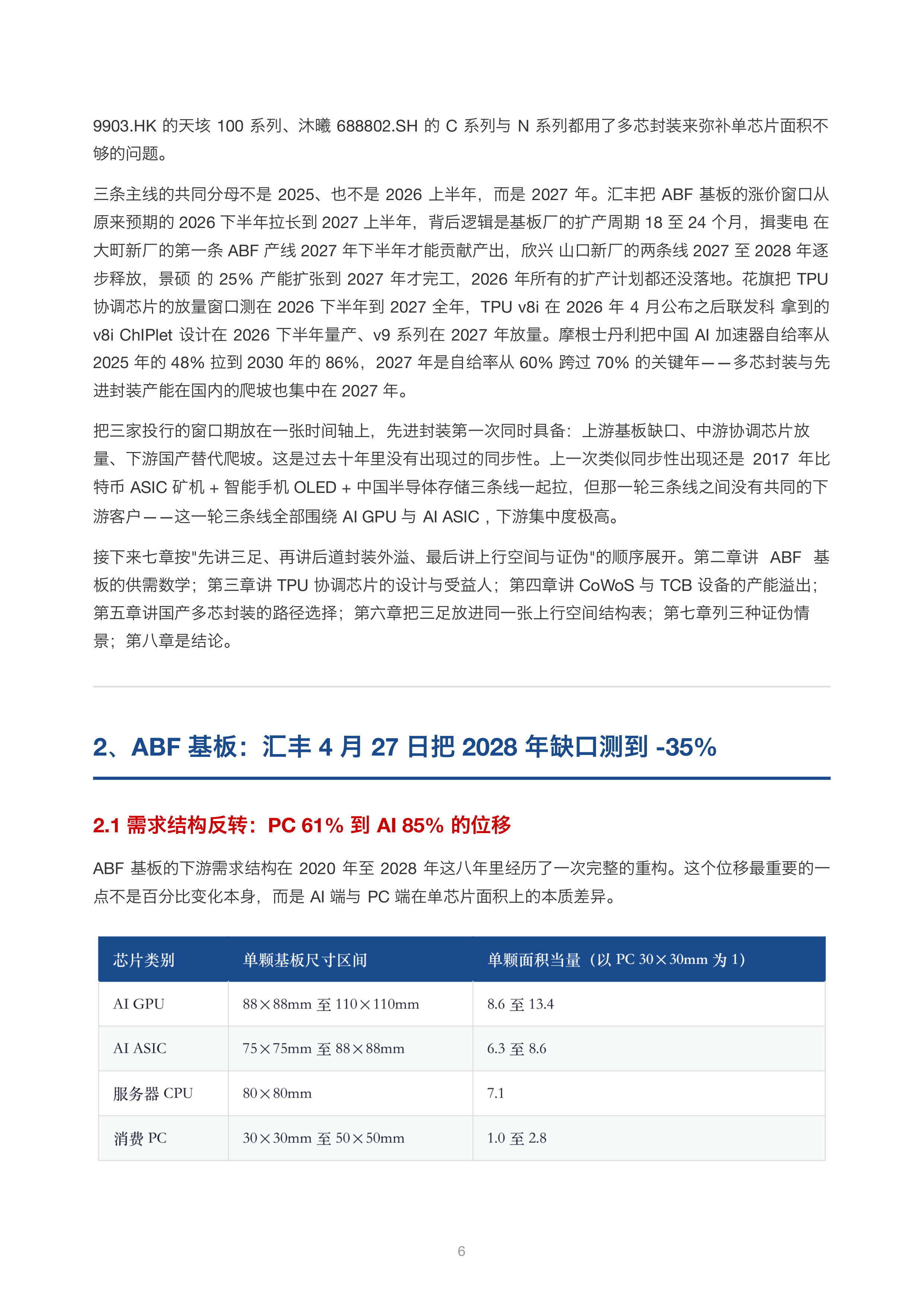 先进封装三足共振进入2027价差期：欣兴电子ABF缺口35%、联发科TPU协调芯片放量、CoWoS满载万字全解 第6页