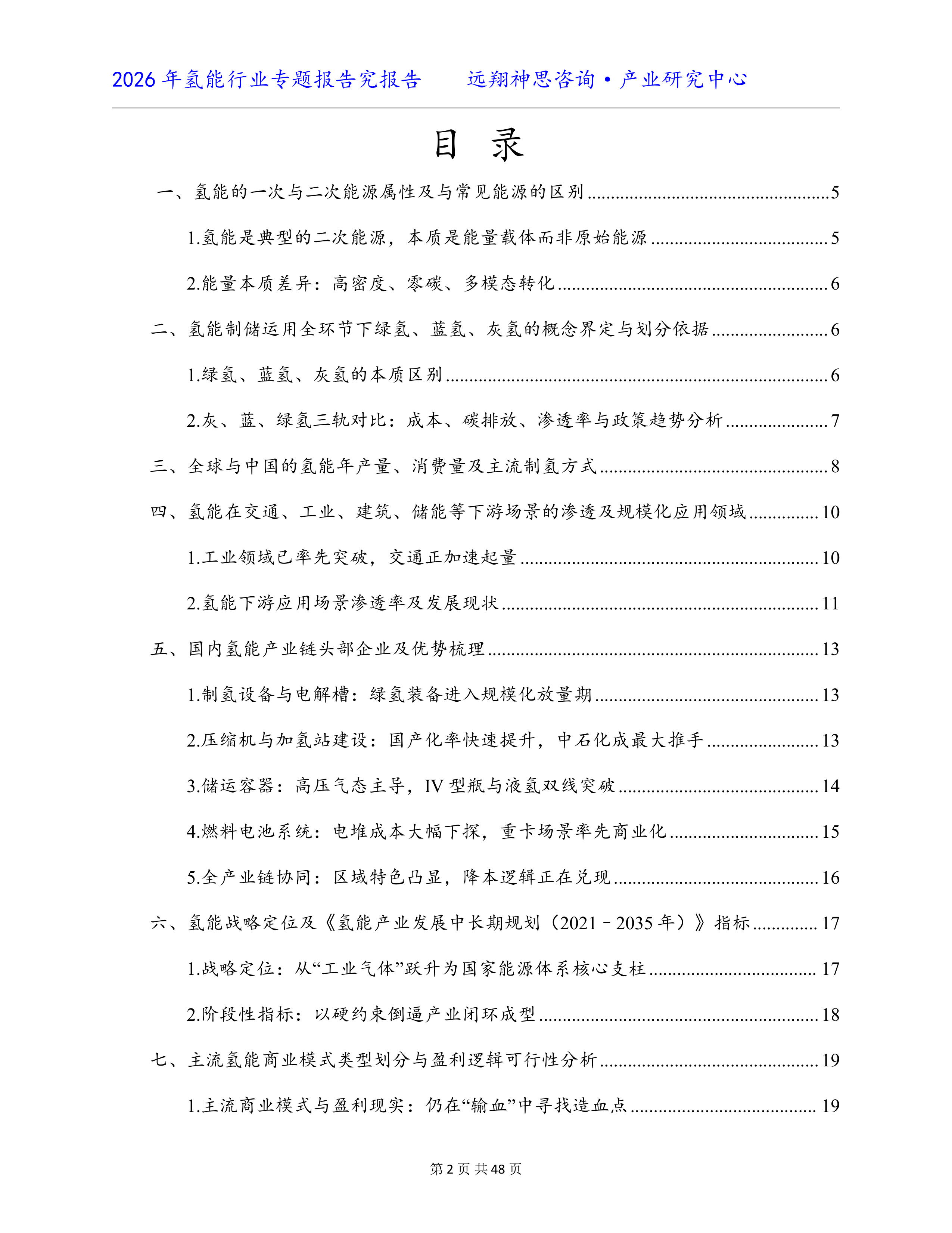 2026中国氢能行业专题市场研究报告-远翔神思咨询 第2页