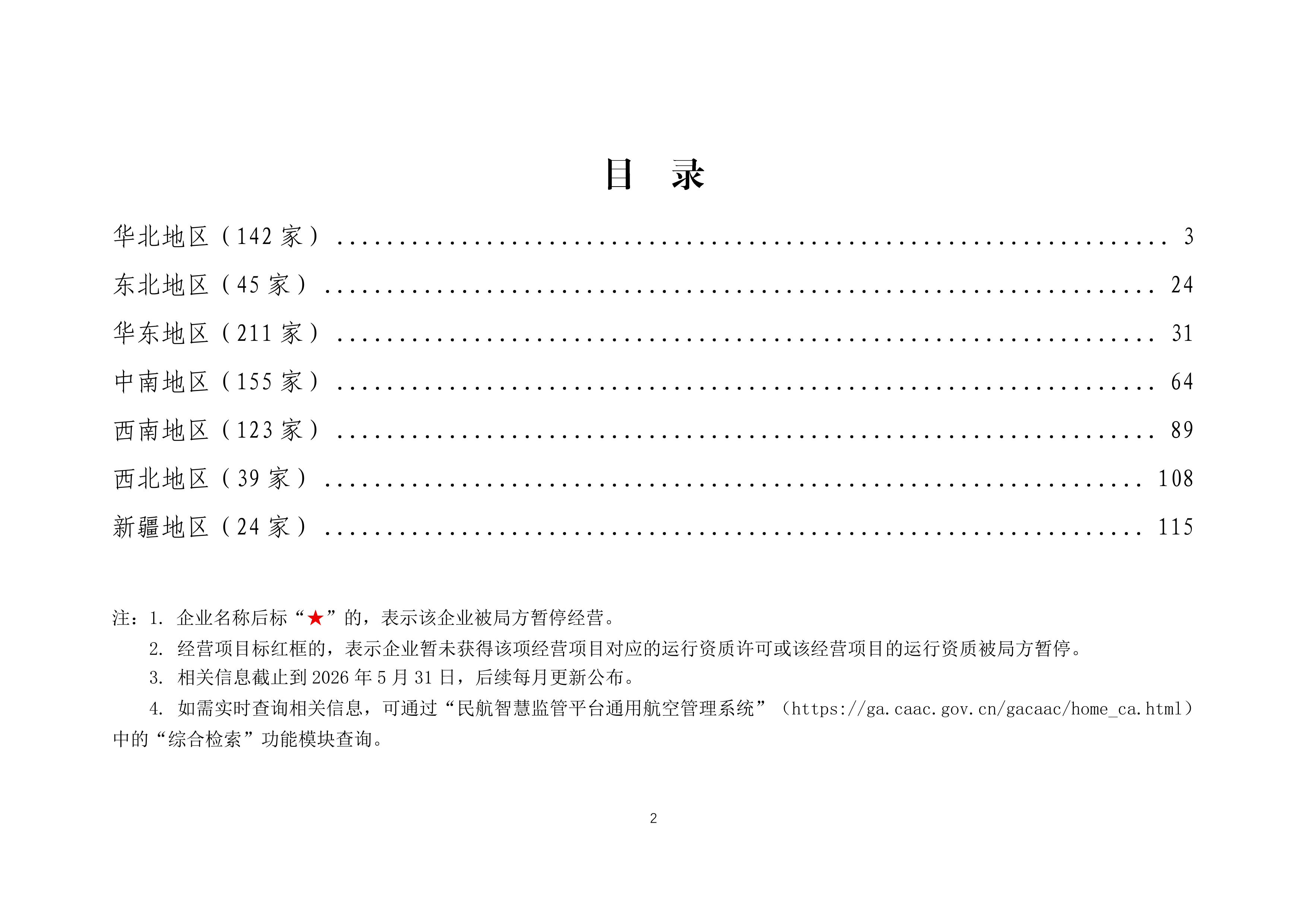 全国通用航空企业经营许可信息（2026年5月）-中国民用航空局 第2页