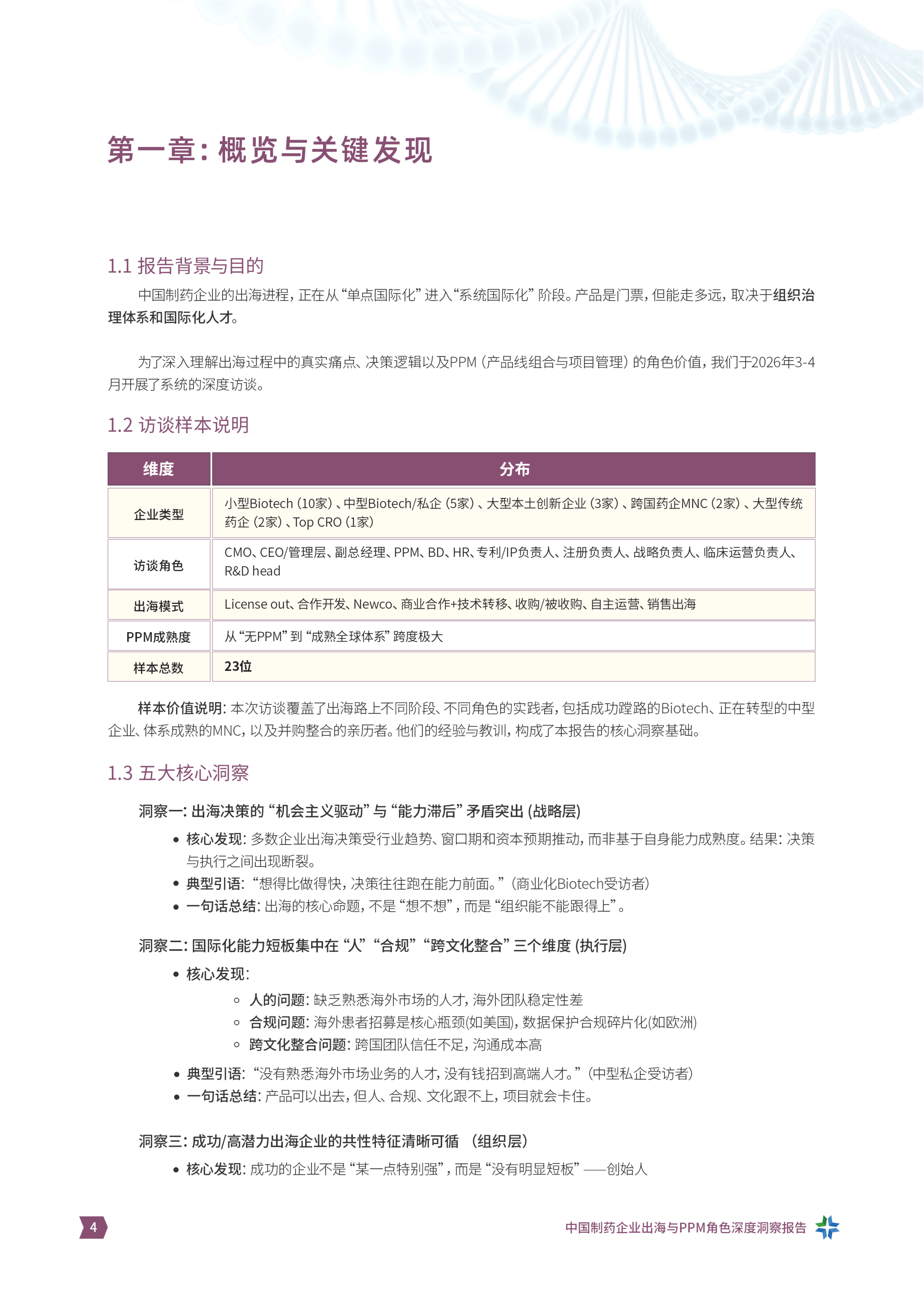 从&rdquo;产品出海&ldquo;到&rdquo;体系出海&ldquo;中国制药企业出海与PPM角色洞察报告 第4页
