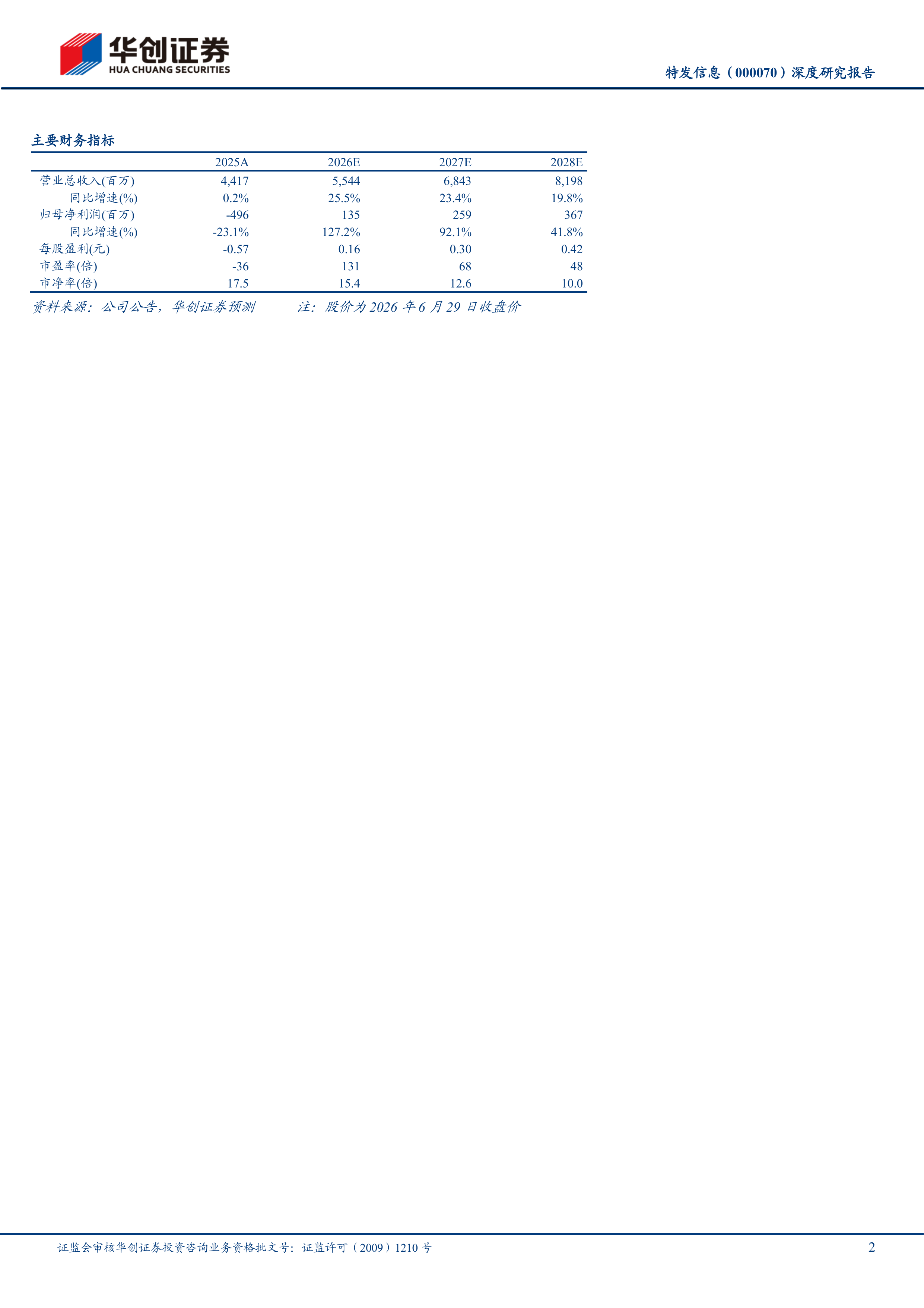 华创证券-特发信息-000070-深度研究报告：老牌光通信领军者，光纤+MPO双受益-20260701 第2页