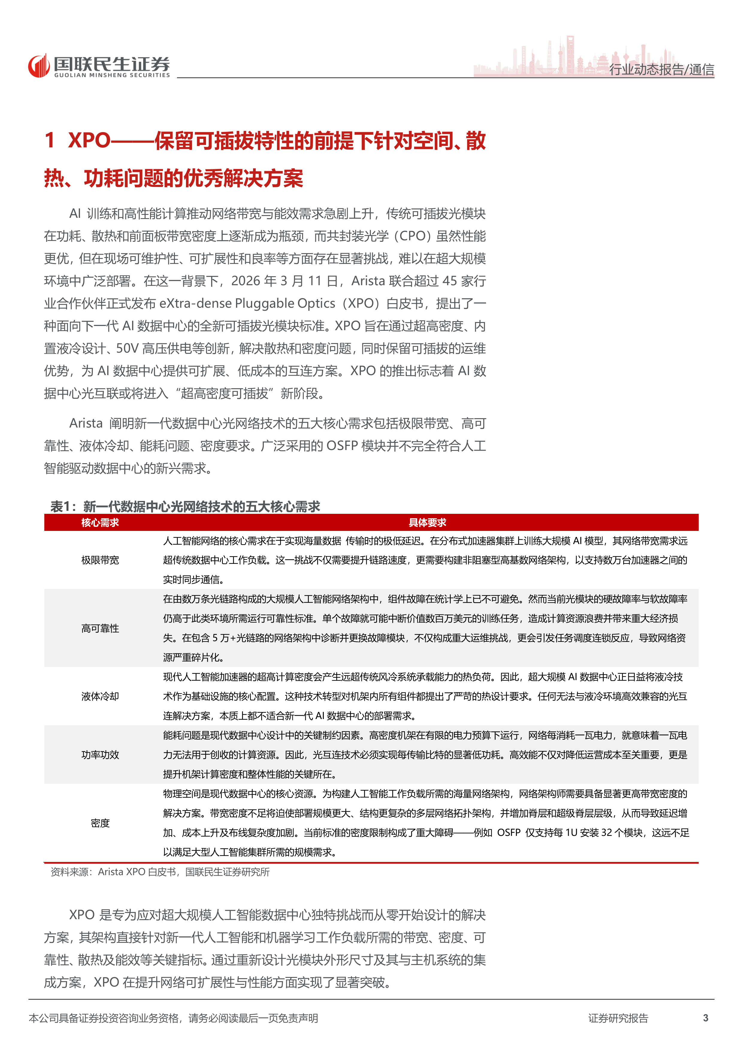 通信行业动态报告：XPO融合液冷和CPC技术，直通3.2T时代-国联民生 第3页